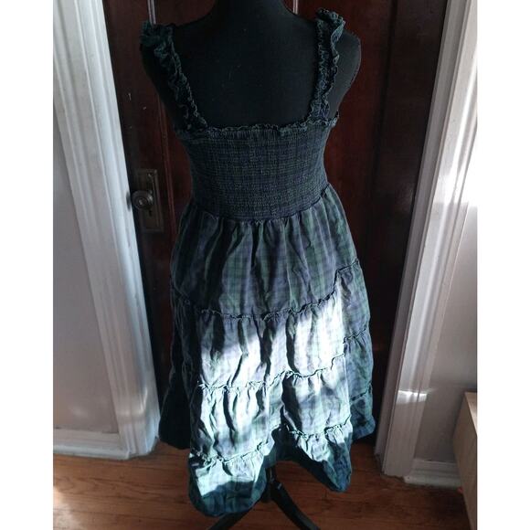 J Crew Tartan Plaid Smocked Womens MEDIUM Tiered $128 Dress Cotton Poplin - Picture 10 of 16